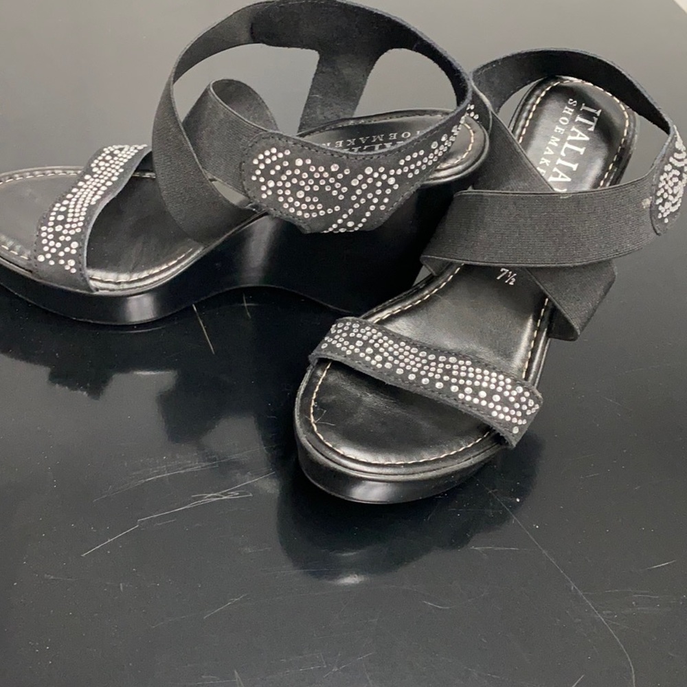 Italian Shoemakers Jeweled Wedge Sandal Heels Size 7 1/2